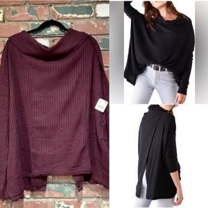 NWT Free People Juicy Ribbed Oversized Long Sleeve Cowl-Neck Sweater